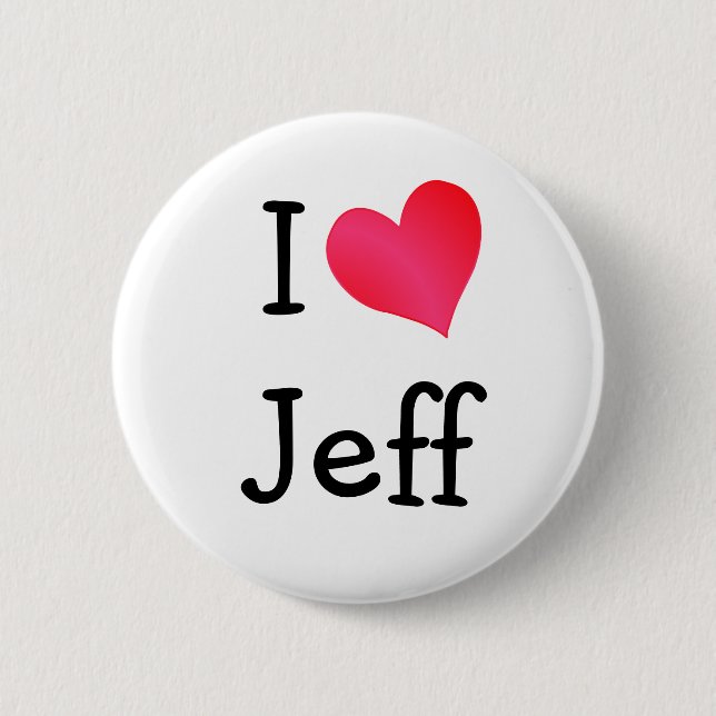 I Love Jeff Pinback Button (Front)