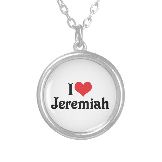 I Love Jeremiah Silver Plated Necklace (Front)