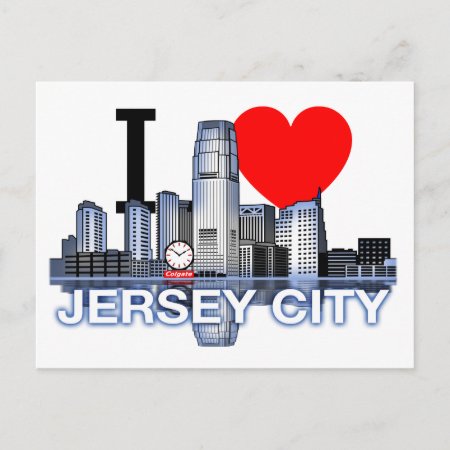 I Love Jersey City Skyline Postcard