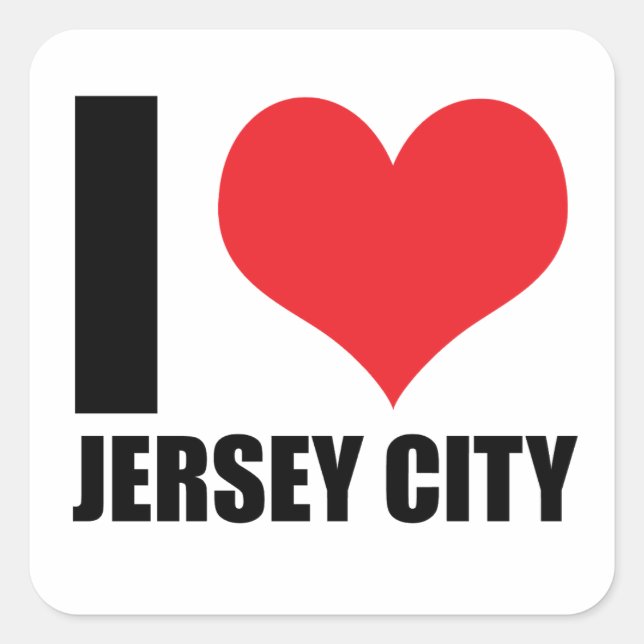 I love Jersey City Square Sticker (Front)