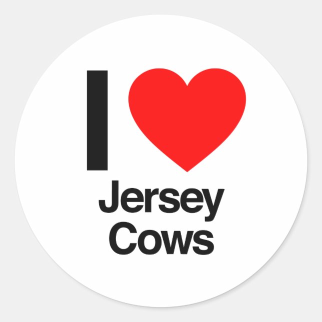 i love jersey cows classic round sticker (Front)