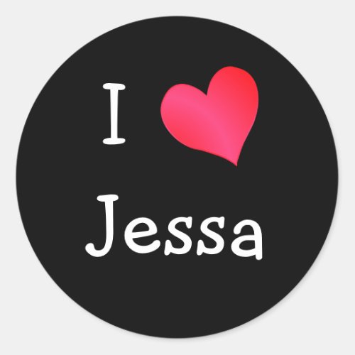 I Love Jessa Classic Round Sticker