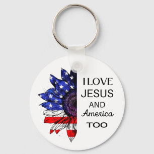 I Love Jesus and America Too Keychain