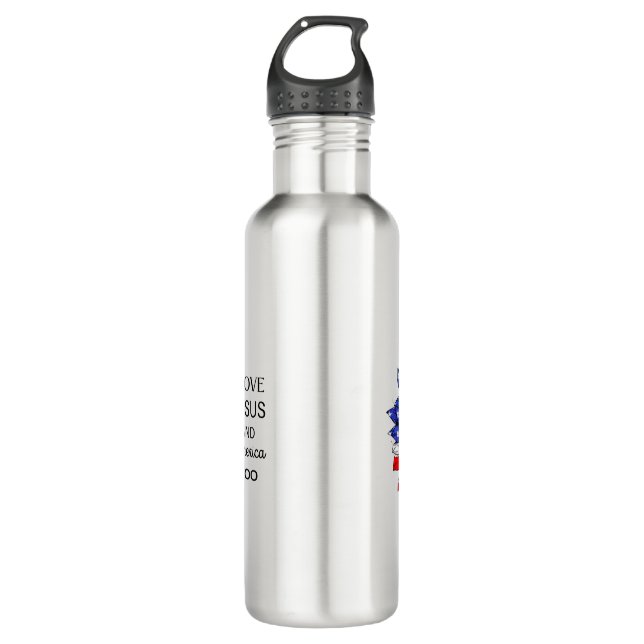  I Love Jesus and America Too Stainless Steel Water Bottle (Front)
