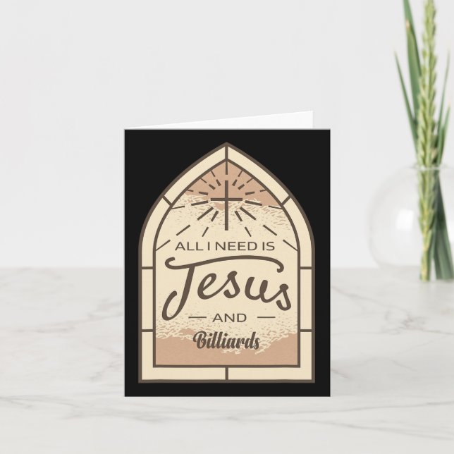 I Love Jesus And Billiards Lover Christian Pool Pl Card (Front)