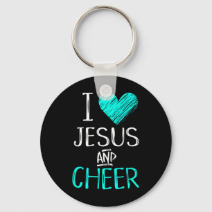 I Love Jesus And Cheer Christian Cheerleading Spor Keychain