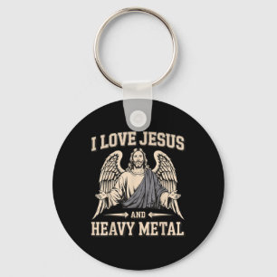 I Love Jesus And Heavy Metal 3 Keychain