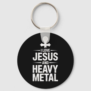 I Love Jesus And Heavy Metal _8 Keychain