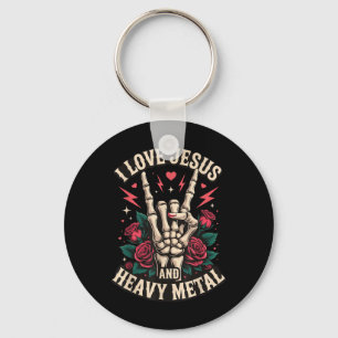 I Love Jesus And Heavy Metal Keychain