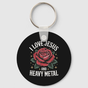 I Love Jesus And Heavy Metal Keychain