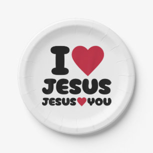 I Love Jesus and Jesus Loves You Christian Paper Plates