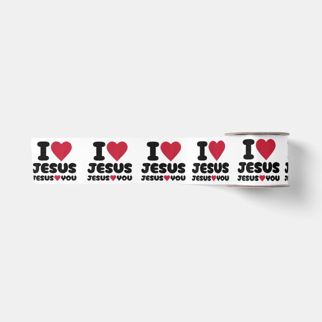 I Love Jesus and Jesus Loves You Christian Satin Ribbon (Front)