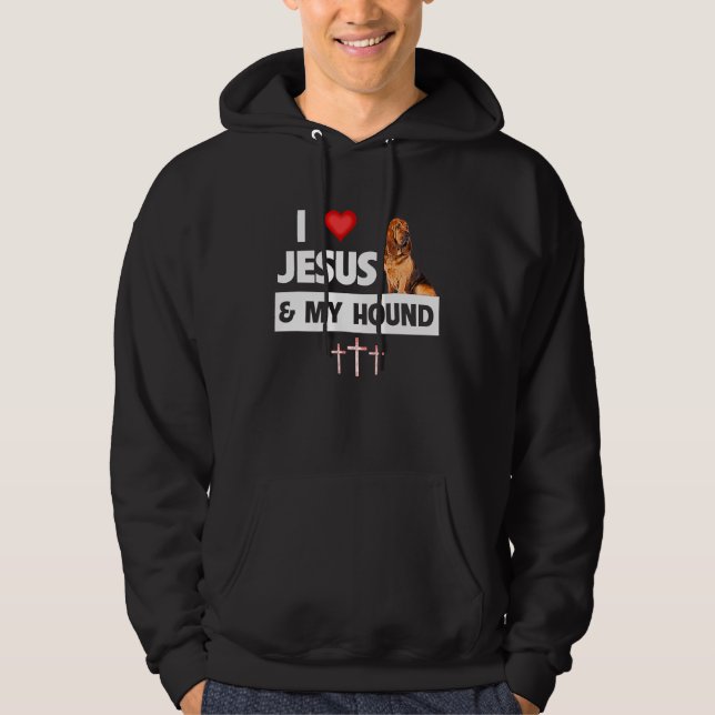 I Love Jesus and My Bloodhound Hunting Dog Mom Dad Hoodie (Front)