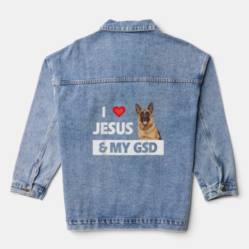 I Love Jesus and My GSD Mom Dad Pet Parent German  Denim Jacket