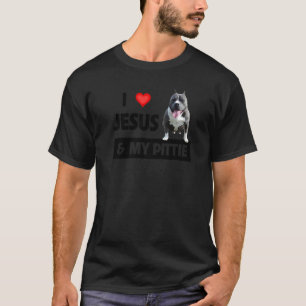I Love Jesus And My Pittie Pitbull Dog Mom Dad Pet T-Shirt