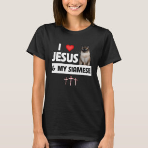 I Love Jesus and My Siamese Cat  Kitten Christian  T-Shirt