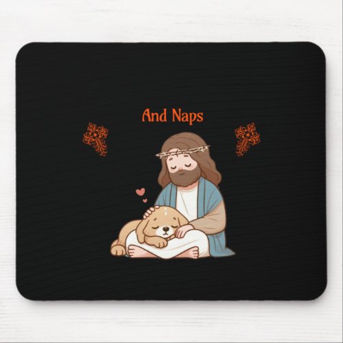 I Love Jesus And Naps Dog  Mouse Pad