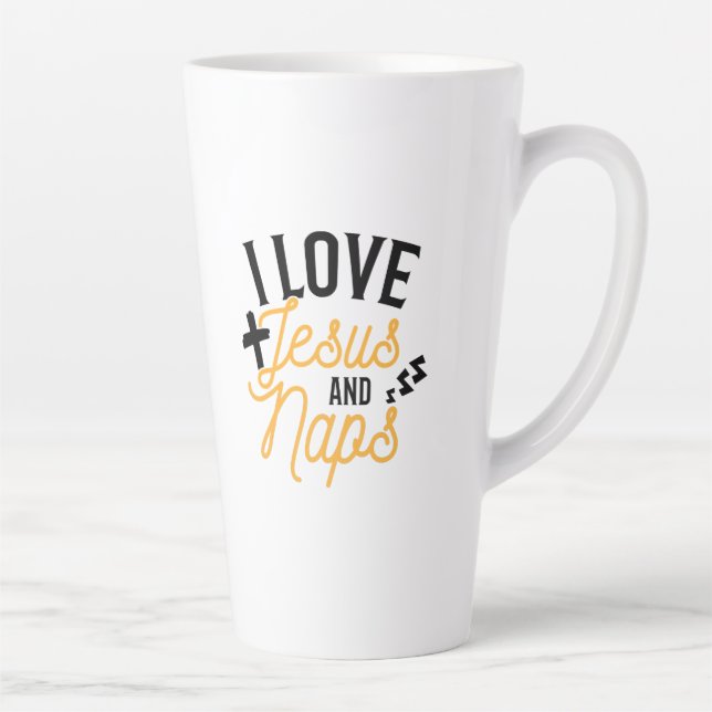 I Love Jesus and Naps Funny Religious Latte Mug (Right)