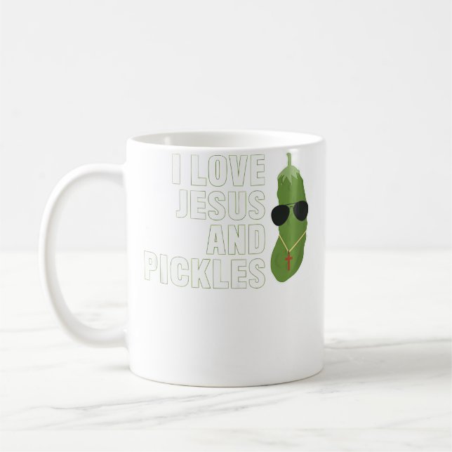 I Love Jesus And Pickles Christian Boys Girls Wome Coffee Mug (Left)