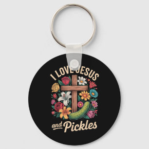 I Love Jesus And Pickles Keychain