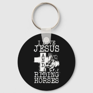 I Love Jesus And Riding Horses Horse Girl Horsebac Keychain