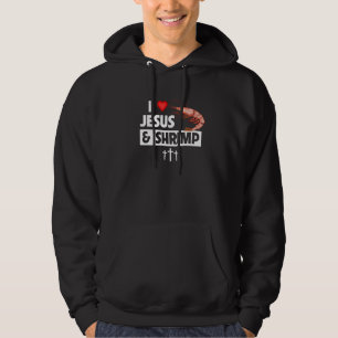 I Love Jesus and Shrimp Cajun Boil Seafood Gumbo M Hoodie
