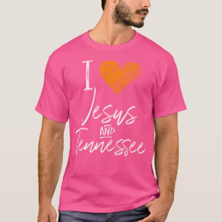 I Love Jesus And Tennessee Orange Heart Cute Fan G T-Shirt