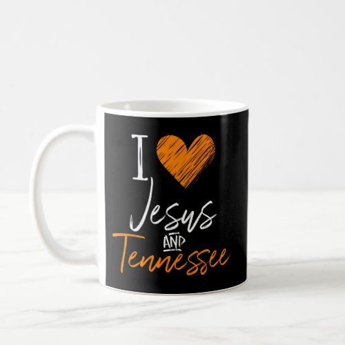 I Love Jesus And Tennessee Orange Heart Fan Coffee Mug