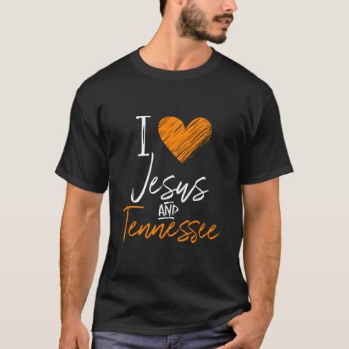 I Love Jesus And Tennessee Shirt Orange Heart Cute