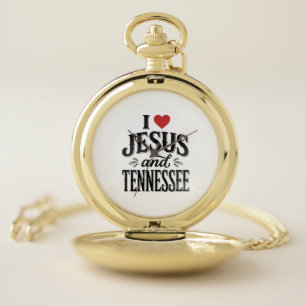 I Love Jesus and Tennessee Vintage Christian Desig Pocket Watch
