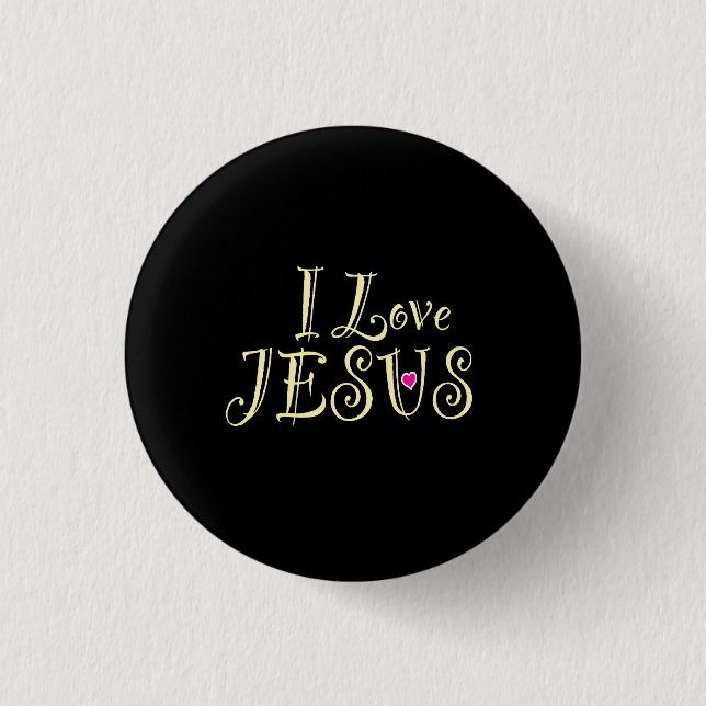 ‘I Love Jesus’ Black  Button (Front)