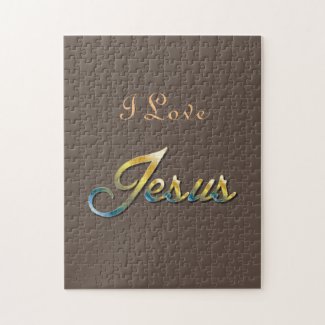 I Love Jesus Brown Jigsaw Puzzle