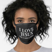 I Love Jesus but I cuss a little Face Mask (Worn Her)