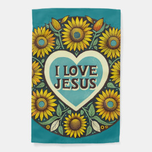 I Love Jesus Christ Sunflower Artwork Garden Flag