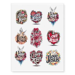 "I Love Jesus" Christian Art Temporary Tattoos