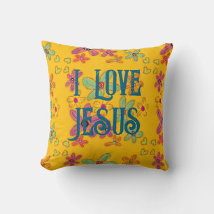 I Love Jesus Christian Faith Throw Pillow