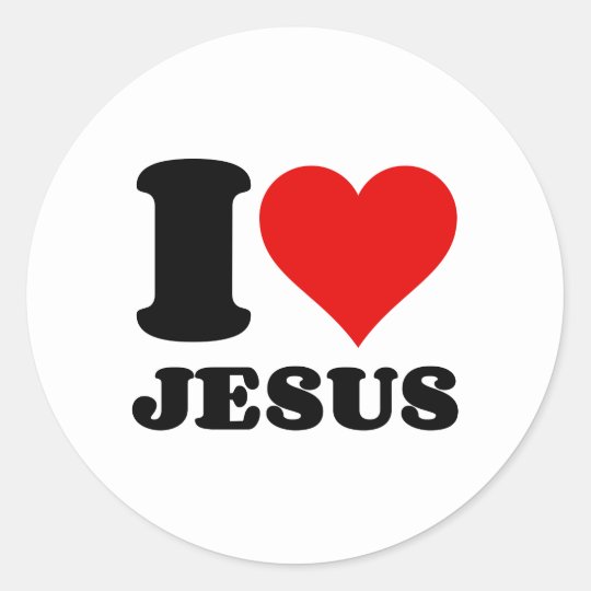 i love Jesus christian quote Classic Round Sticker | Zazzle.com