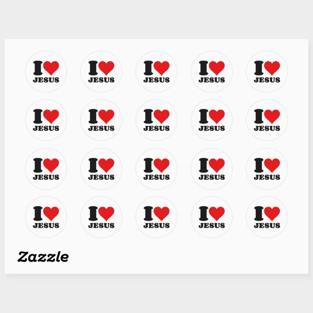 i love Jesus christian quote Classic Round Sticker (Sheet)