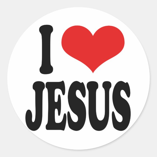 I Love Jesus Classic Round Sticker (Front)