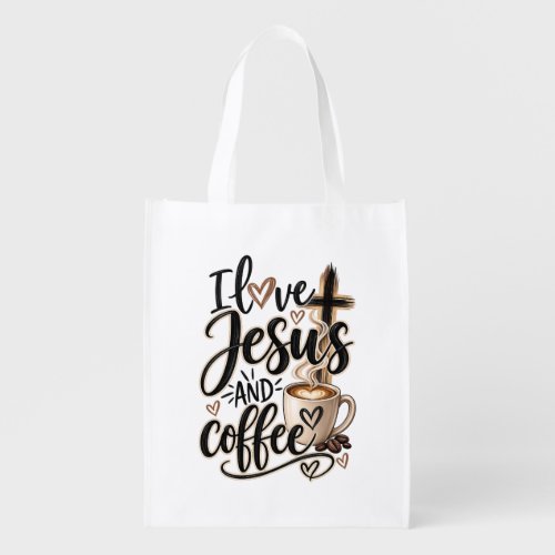 I love Jesus & coffee Grocery Bag