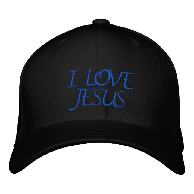 I LOVE JESUS EMBROIDERED BASEBALL HAT (Front)