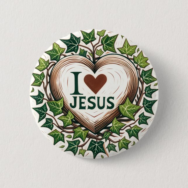 I Love Jesus English Ivy Christian                 Button (Front)