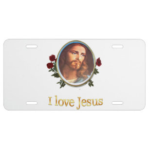 I love Jesus gifts License Plate