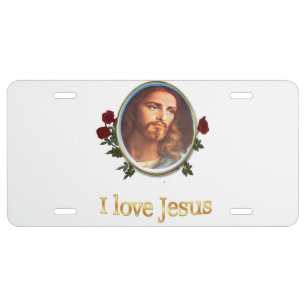 I love Jesus gifts License Plate