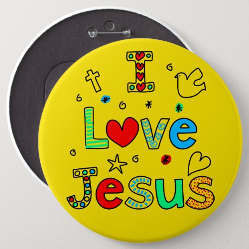 I Love Jesus I Doodles I Yellow I 6x6 I Button