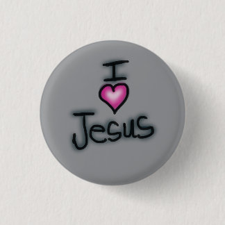I Love Jesus I Heart Jesus Gray Button