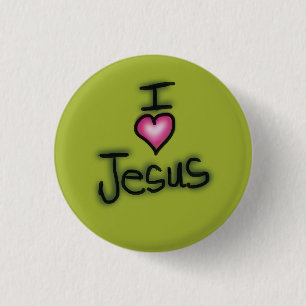 I Love Jesus I Heart Jesus Green Button
