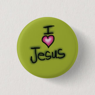 I Love Jesus I Heart Jesus Green Button