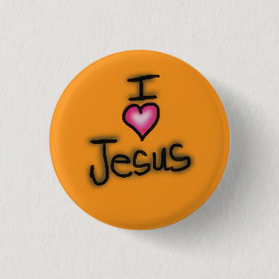 I Love Jesus I Heart Jesus Orange Button