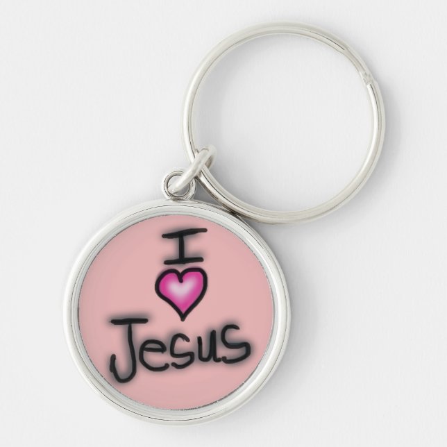 I Love Jesus I Heart Jesus Pink  Keychain (Front)